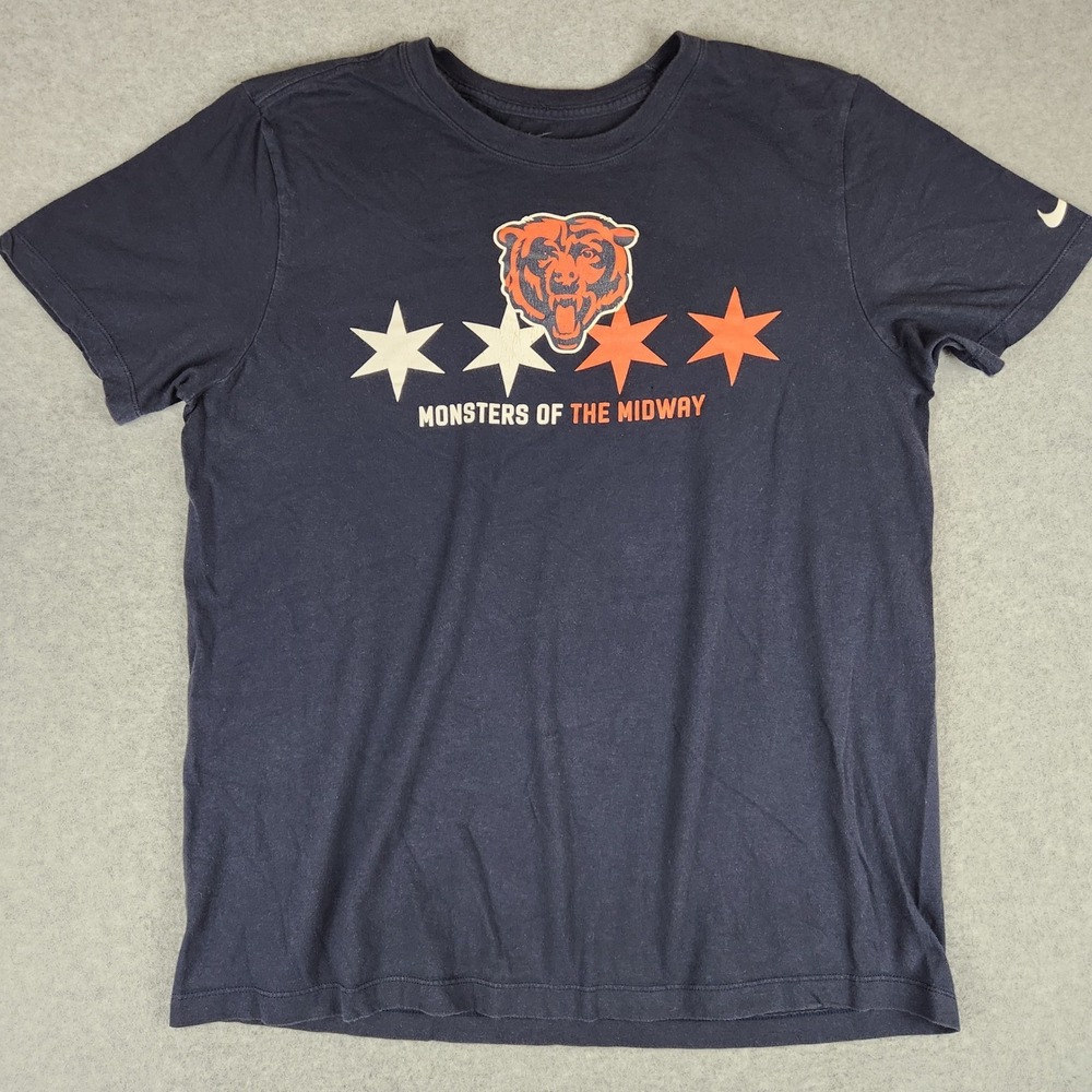 Nike T-Shirt Men's L Navy Blue Chicago Bears Monsters of the Midway Graphic Tee